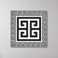 Griekse Sleutelpatroon Zwart Design Canvasprint