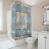 Griekse sleutelversiering - Abalone en goud Douchegordijn (In situ)