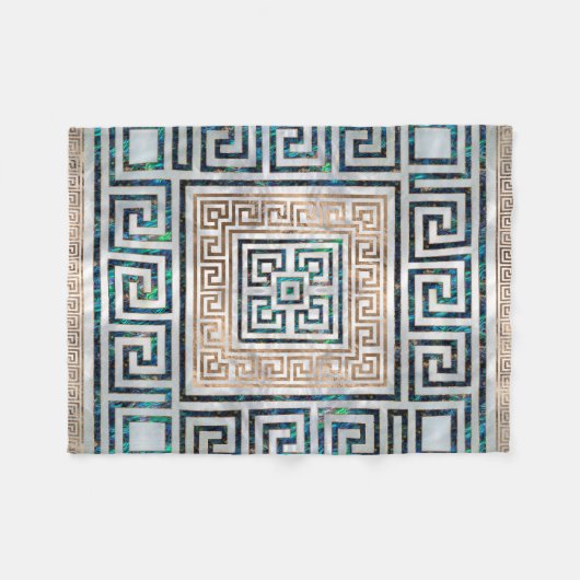 Griekse sleutelversiering - Abalone en goud Fleece Deken (Voorkant (Horizontaal))