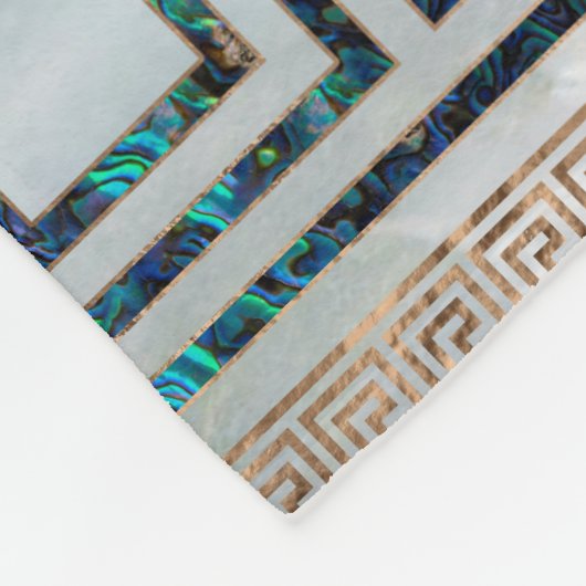 Griekse sleutelversiering - Abalone en goud Fleece Deken (Hoek)