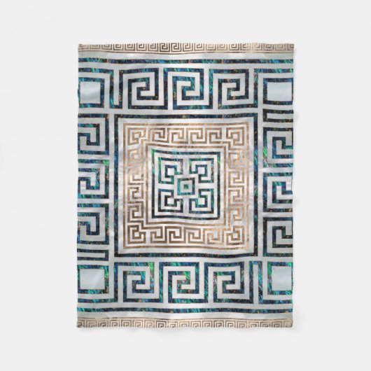 Griekse sleutelversiering - Abalone en goud Fleece Deken (Voorkant)