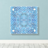 Griekse sleutelversiering - Griekse mander - blauw Canvas Afdruk (Insitu (Houten vloer))