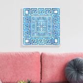 Griekse sleutelversiering - Griekse mander - blauw Canvas Afdruk (Insitu (Woonkamer))