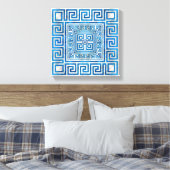 Griekse sleutelversiering - Griekse mander - blauw Canvas Afdruk (Insitu (Slaapkamer))