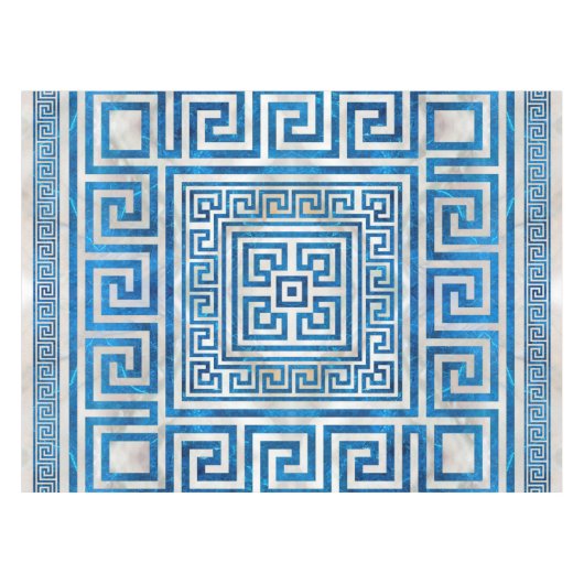 Griekse sleutelversiering - Griekse mander - blauw Tafelkleed (Voorkant (Horizontaal))