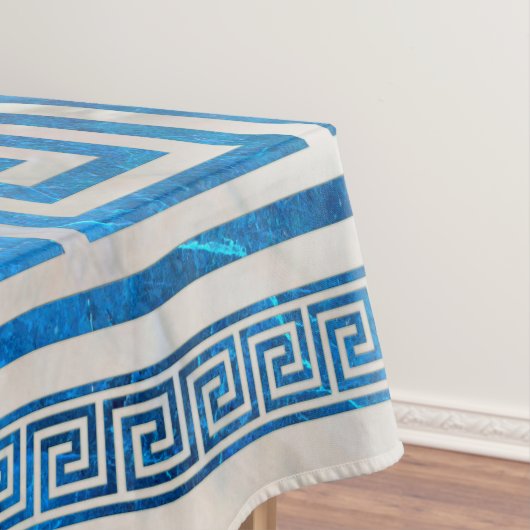 Griekse sleutelversiering - Griekse mander - blauw Tafelkleed (Voorbeeld)