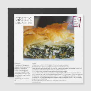 GRIEKSE Spinazie Pie Magnetische Recept Briefkaart