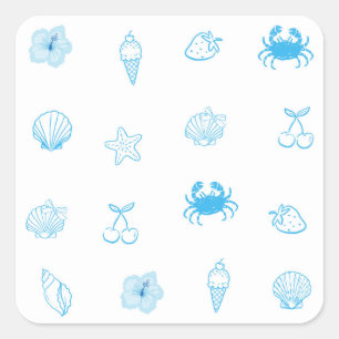 Griekse strand minimalist vierkante sticker