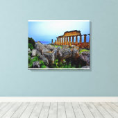 Griekse tempel canvas afdruk (Insitu (Houten vloer))