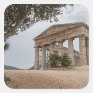 Griekse tempel in Segesta, Sicilië Vierkante Sticker