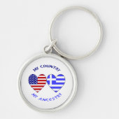 Griekse Verenigde Staten Vlag Harten Land Vooroude Sleutelhanger (Voorkant)