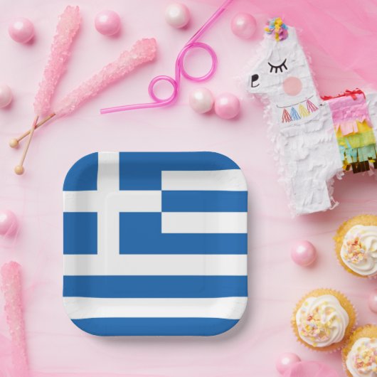 Griekse vlag Blauw Witboek Napkin Papieren Bordje (Feest)