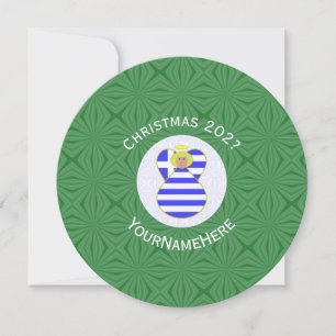 Griekse Vlag Blonde Engel Kerst Persoonlijk  Kaart