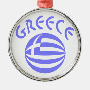 Griekse Vlag Bol Metalen Ornament