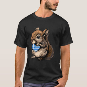 Griekse Vlag Eekhoorn Hart Griekse Wortels Helleni T-shirt