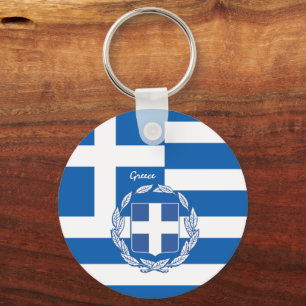 Griekse vlag, embleem en Griekse feestdag/sport Sleutelhanger