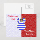 Griekse vlag - Engel met zwart haar Feestdagenkaart (Voorkant / Achterkant)