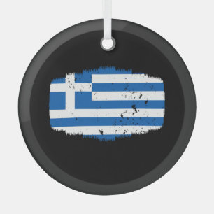 Griekse Vlag Glas Ornament