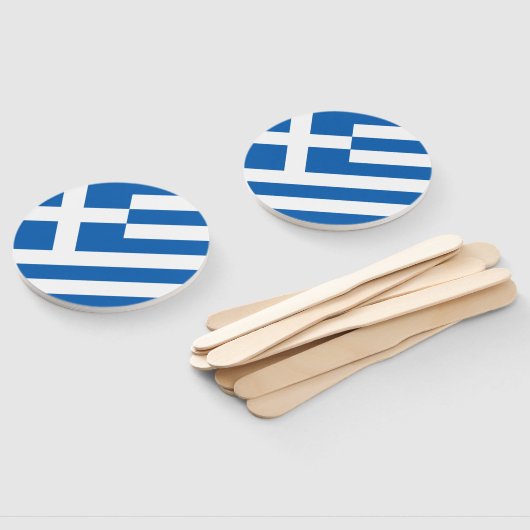 Griekse vlag handwaaier (Niet-gemonteerd)