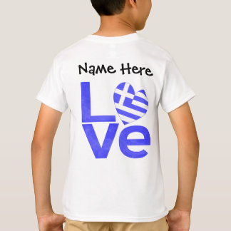 Griekse Vlag Hart Blauw LIEFDE met Uw Naam T-shirt