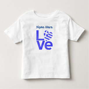 Griekse vlag Hart Blue LOVE gepersonaliseerd Kinder Shirts