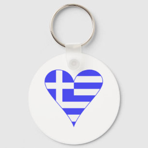 Griekse Vlag Hart Funky Sleutelhanger