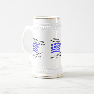 Griekse vlag Hellas Bloed en Ouzo Drie keer Bierpul