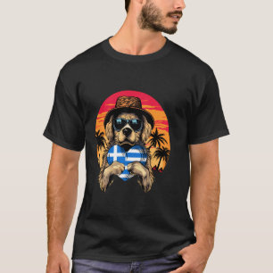 Griekse Vlag Hond Zonsondergang Hellenen Griekse W T-shirt