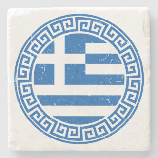 griekse vlag met grieks sleutelpatroon stenen onderzetter