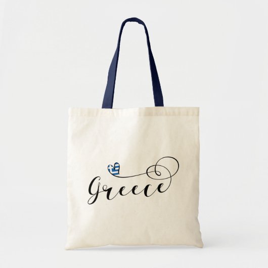 Griekse vlag op het hart, Canvas tas van Griekenla (Voorkant)