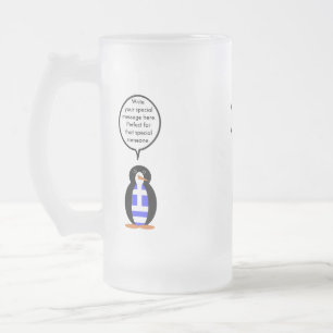 Griekse Vlag Pratende Mevr. Pinguïn Persoonlijk Matglas Bierpul