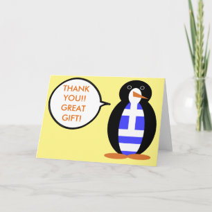Griekse Vlag Pratende Mevrouw Pinguïn Bedankkaart