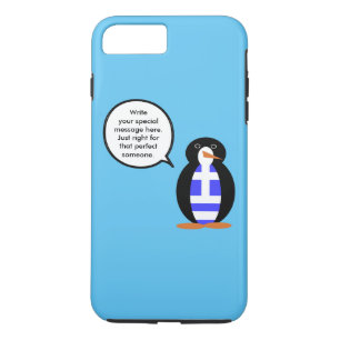 Griekse Vlag pratende mevrouw Pinguïn Persoonlijk iPhone 8 Plus / 7 Plus Hoesje
