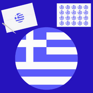 Griekse Vlag Totaal Ronde Sticker