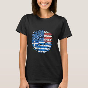 Griekse Vlag Zonnebloem VS Amerika Hellenen Grieks T-shirt