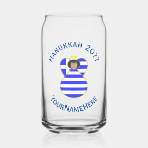 Griekse Vlag Zwarte Haren Hanukkah Engel Blikvorm Glas