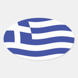 Griekse Vlagsticker Ovale Sticker