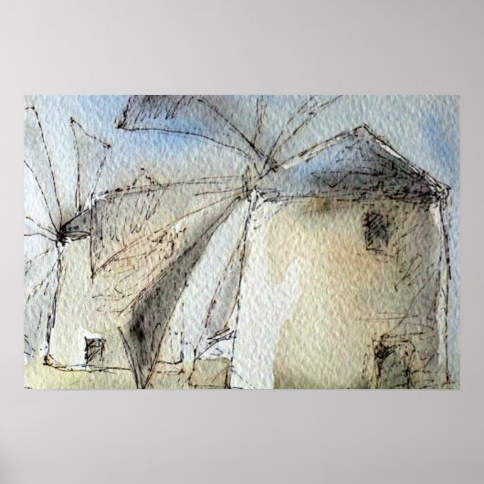 Griekse windmolens poster (Voorkant)