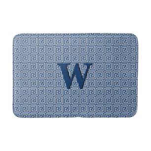 Griekse Zeer belangrijk, marineblauw en wit Badmat