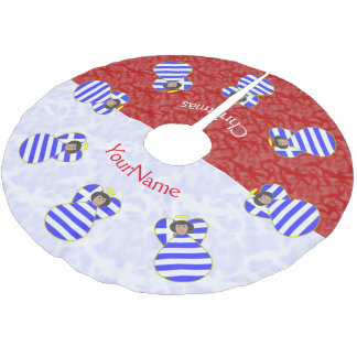 Griekse Zwarte Haar Engel Rood Wit Gepersonaliseer Kerstboom Rok