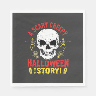 Grielig enge Halloween-verhaal Schedel ontwerp_1 Servet