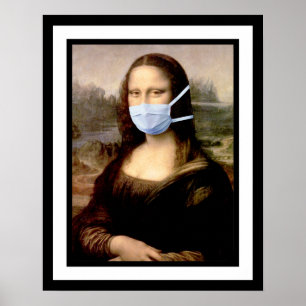 Griepseizoen Mona Lisa met Mondkapje & Nep Lijst Poster