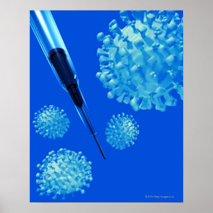 Griepvaccin, conceptuele computerkunst. poster