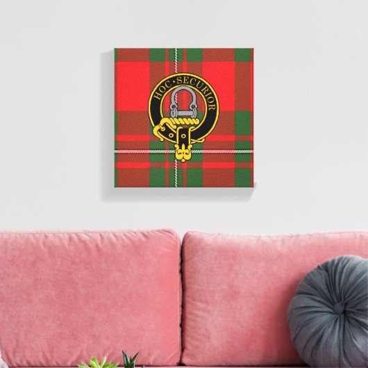 Grierson Scottish Crest en Tartan Canvas print (Insitu (Woonkamer))