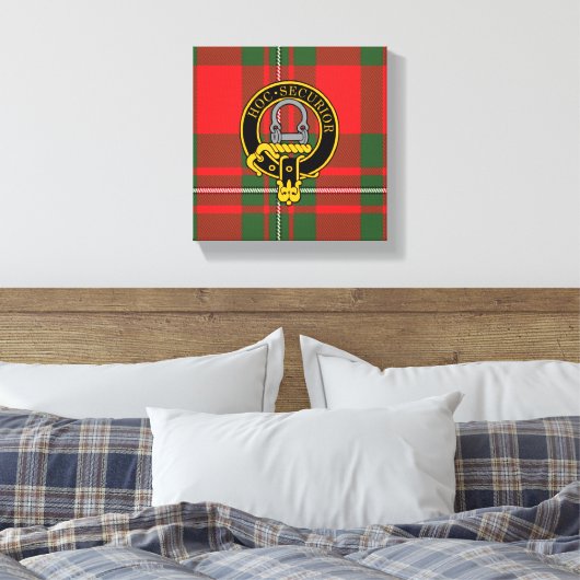 Grierson Scottish Crest en Tartan Canvas print (Insitu (Slaapkamer))
