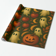 🎃 Griezelen Herfst Inpakpapier – Geesten, Pompoen