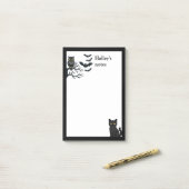 Griezelen uil, vleermuizen en zwarte kat post-it® notes (Op bureau)