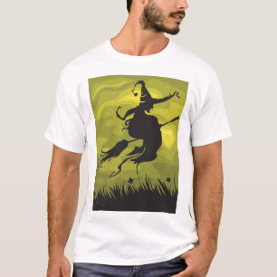 Griezelen van Halloween Heks Vliegend op Bezemstee T-shirt