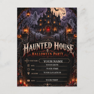 Griezelhuis Halloween-feest gothic horror Briefkaart