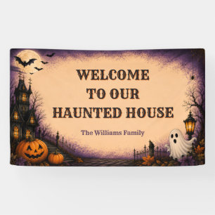 Griezelhuis Halloween-feest Spandoek